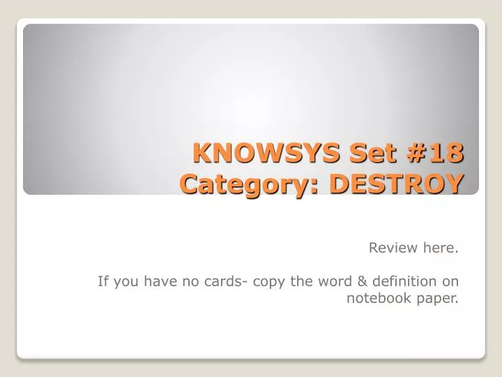 knowsys set 18 category destroy