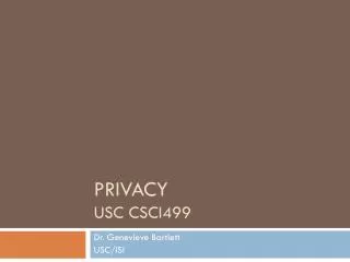 Privacy USC CSci499