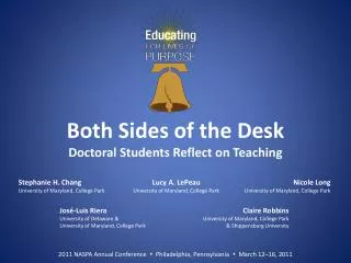 Both Sides of the Desk Doctoral Students Reflect on Teaching