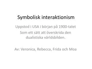symbolisk interaktionism