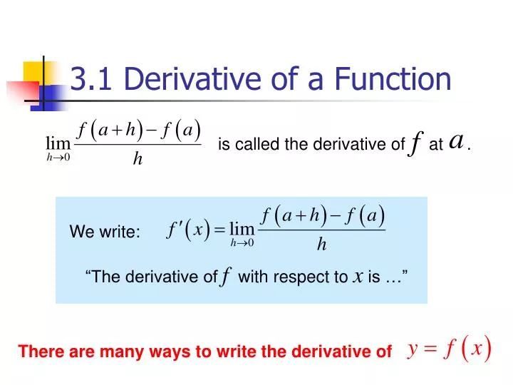 3 1 derivative of a function