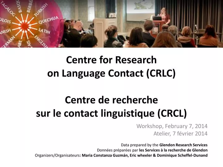 centre for research on language contact crlc centre de recherche sur le contact linguistique crcl