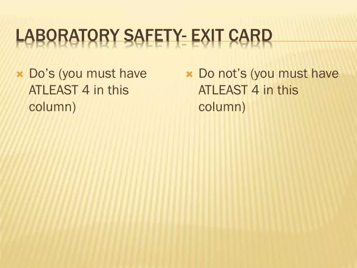 laboratory safety exit card