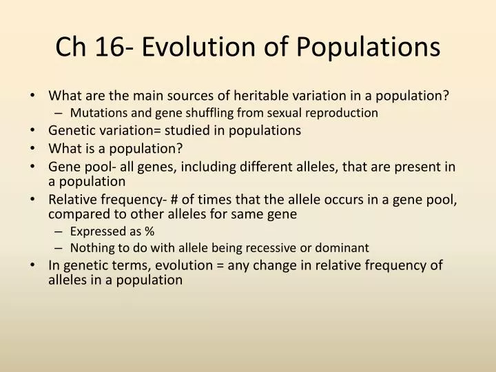 ch 16 evolution of populations