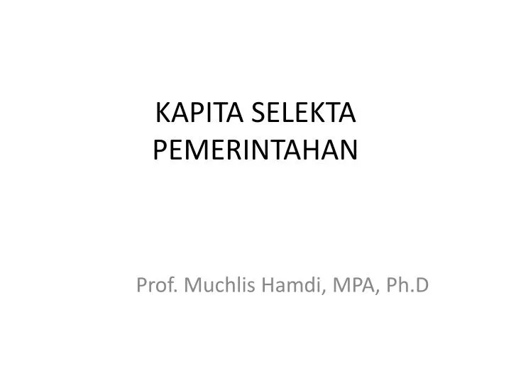 kapita selekta pemerintahan