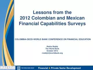 The 2012 Financial Capabilities Surveys
