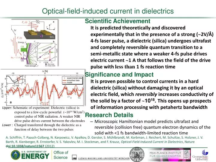 optical field induced current in dielectrics