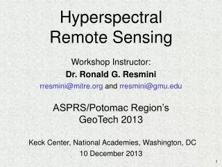 Hyperspectral Remote Sensing
