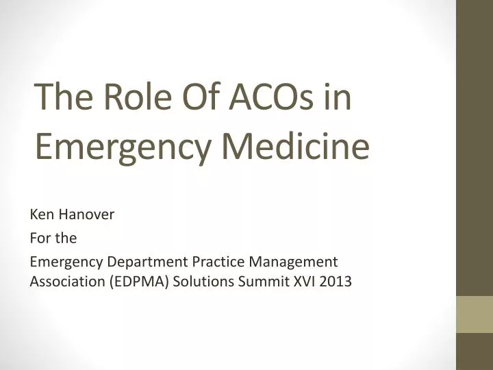 the role of acos in emergency medicine
