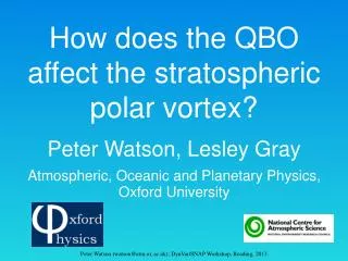 How does the QBO affect the stratospheric polar vortex ?
