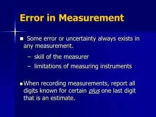 error in measurement