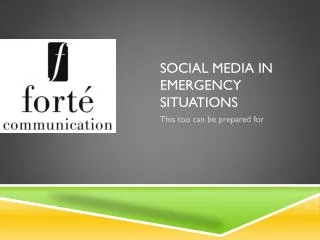 Social Media in emergency situations