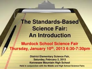 The Standards-Based Science Fair: An Introduction