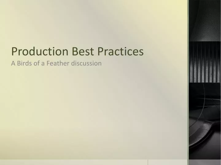 production best practices