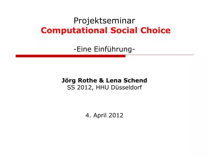 projektseminar computational social choice eine einf hrung