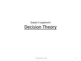 Chapter 5 supplement Decision Theory