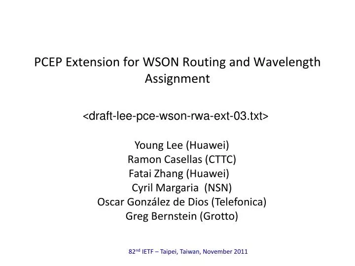 pcep extension for wson routing and wavelength assignment