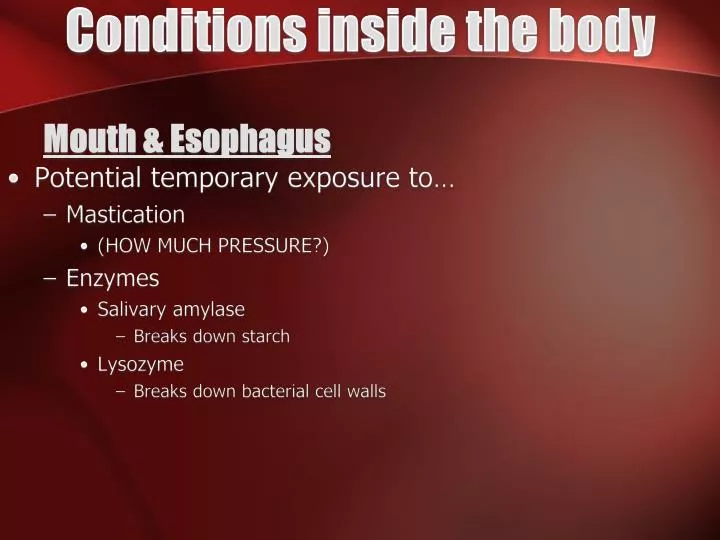 conditions inside the body