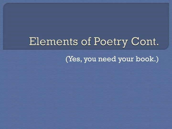 elements of poetry cont