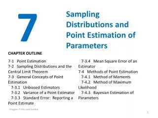 Sampling Distributions and Point Estimation of Parameters