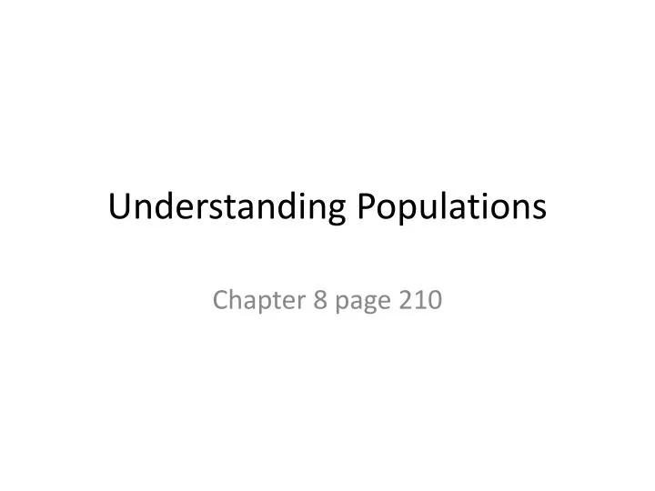 understanding populations