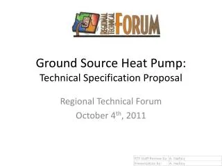 Ground Source Heat Pump: Technical Specification Proposal