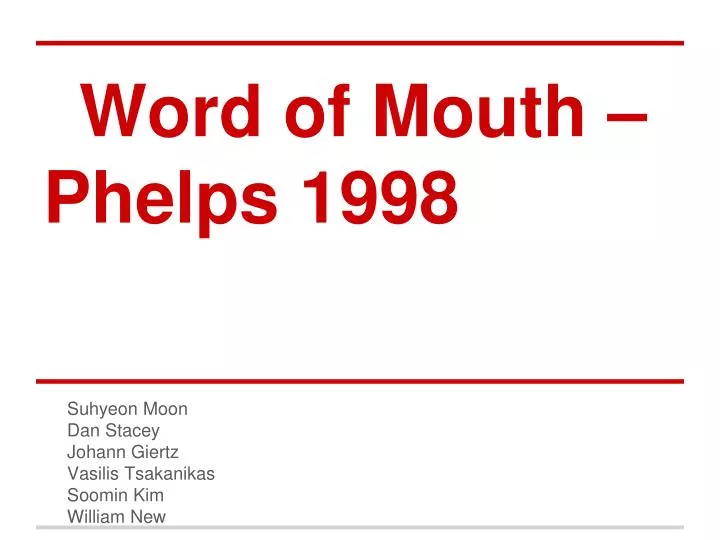 word of mouth phelps 1998