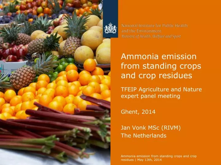 ammonia emission from standing crops and crop residues