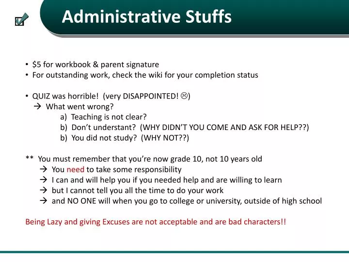 administrative stuffs