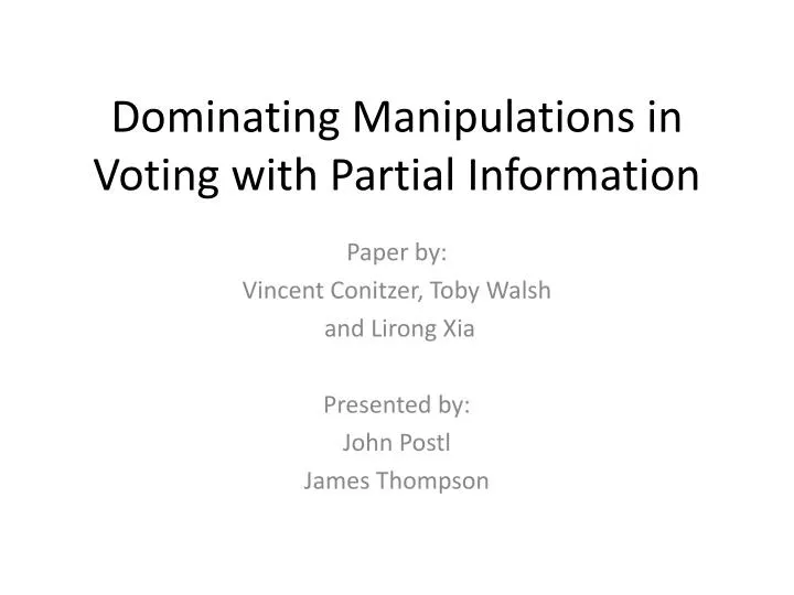dominating manipulations in voting with partial information