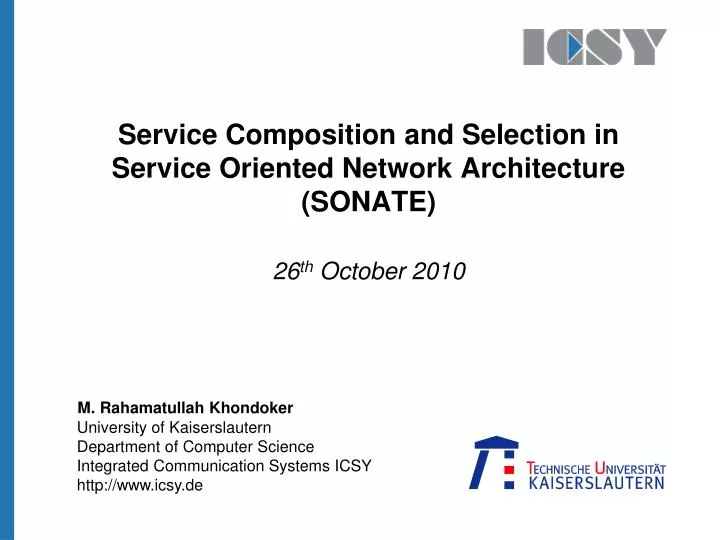 service composition and selection in service oriented network architecture sonate