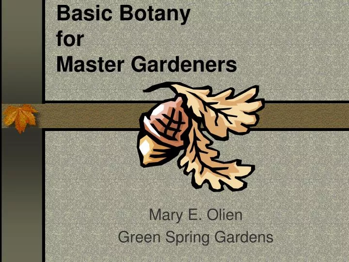 basic botany for master gardeners