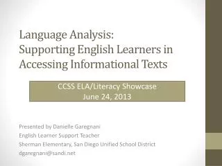 Language Analysis: Supporting English Learners in Accessing Informational Texts