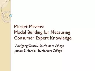 Market Mavens: Model Building for Measuring Consumer Expert Knowledge