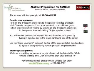 Abstract Preparation for ASMCUE Hosted by Min-Ken Liao, Furman University