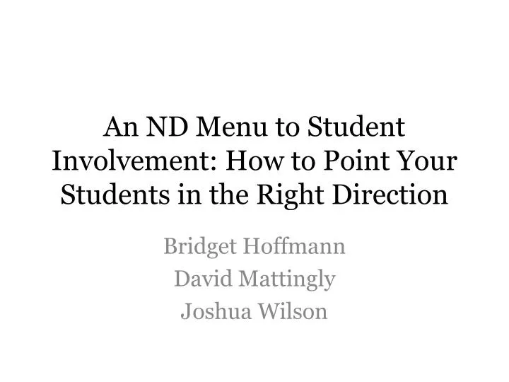 an nd menu to student involvement how to point your students in the right direction