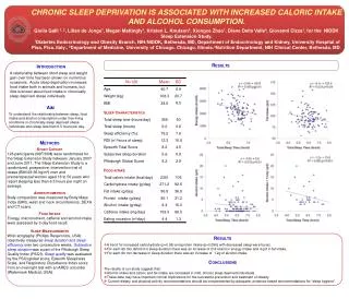 CHRONIC SLEEP DEPRIVATION IS ASSOCIATED WITH INCREASED CALORIC INTAKE AND ALCOHOL CONSUMPTION .