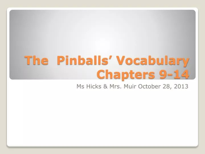 the pinballs vocabulary chapters 9 14