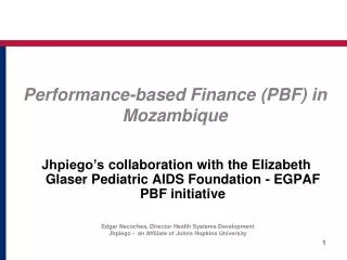 Performance-based Finance (PBF) in Mozambique