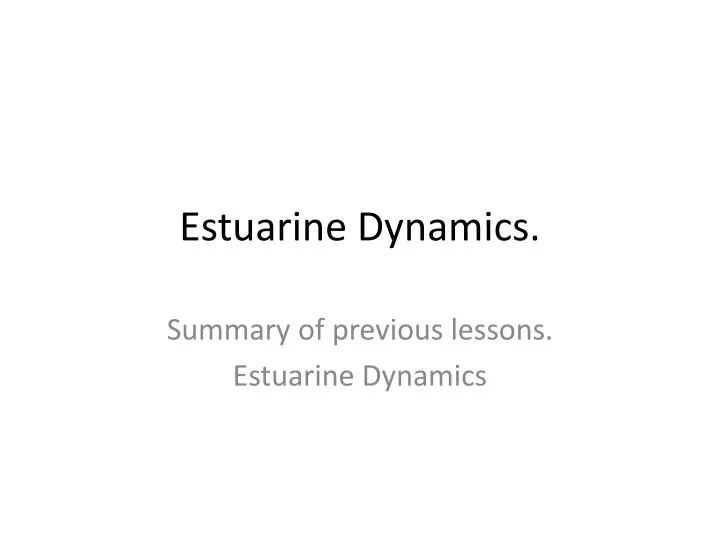 estuarine dynamics