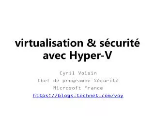 virtualisation s curit avec hyper v