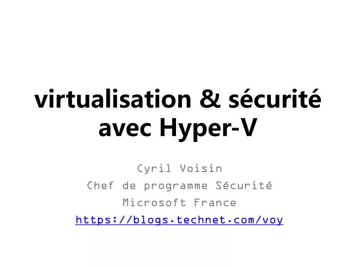 virtualisation s curit avec hyper v