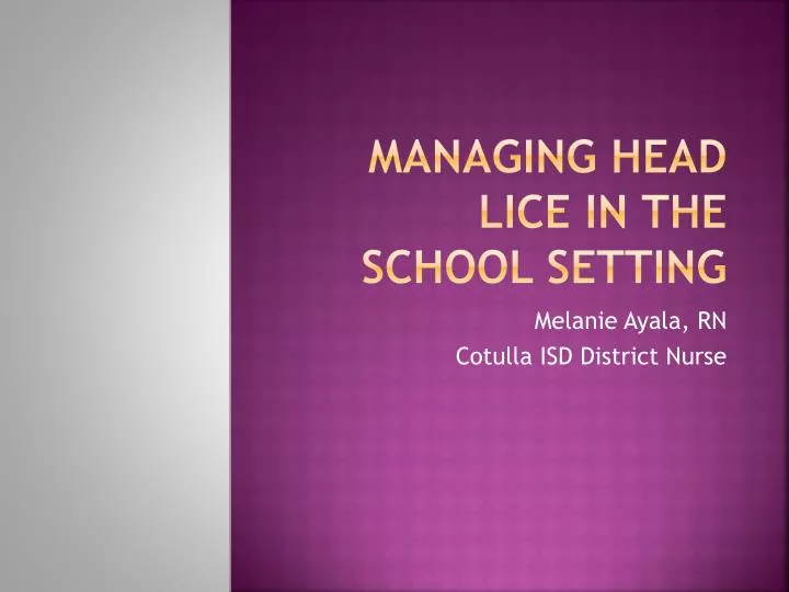 managing head lice in the school setting