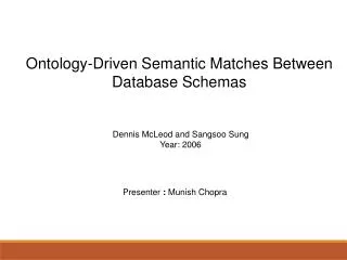 Ontology-Driven Semantic Matches Between Database Schemas