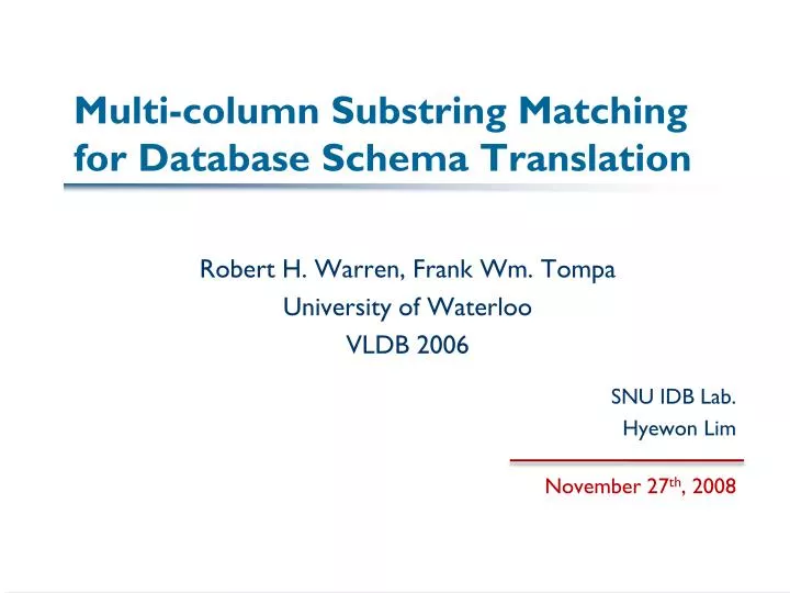 multi column substring matching for database schema translation