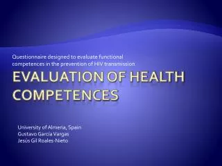 Evaluation of Health Competences