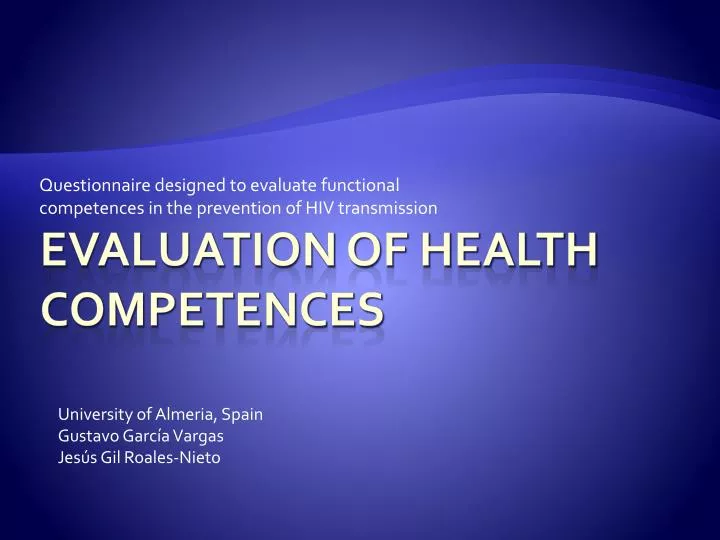 questionnaire designed to evaluate functional competences in the prevention of hiv transmission