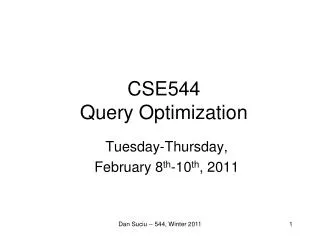 CSE544 Query Optimization