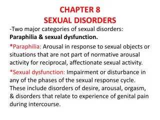 CHAPTER 8 SEXUAL DISORDERS
