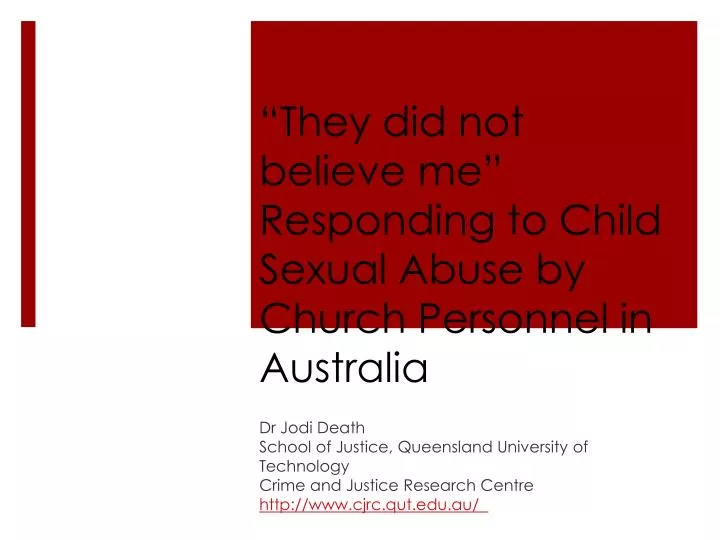 they did not believe me responding to child sexual abuse by church personnel in australia